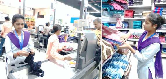 Trainees on on-the-job training at Big Bazaar, Raipur